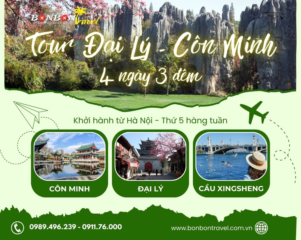 Tour Côn Minh - Đại Lý - Quan Lầu 4 ngày 4 đêm